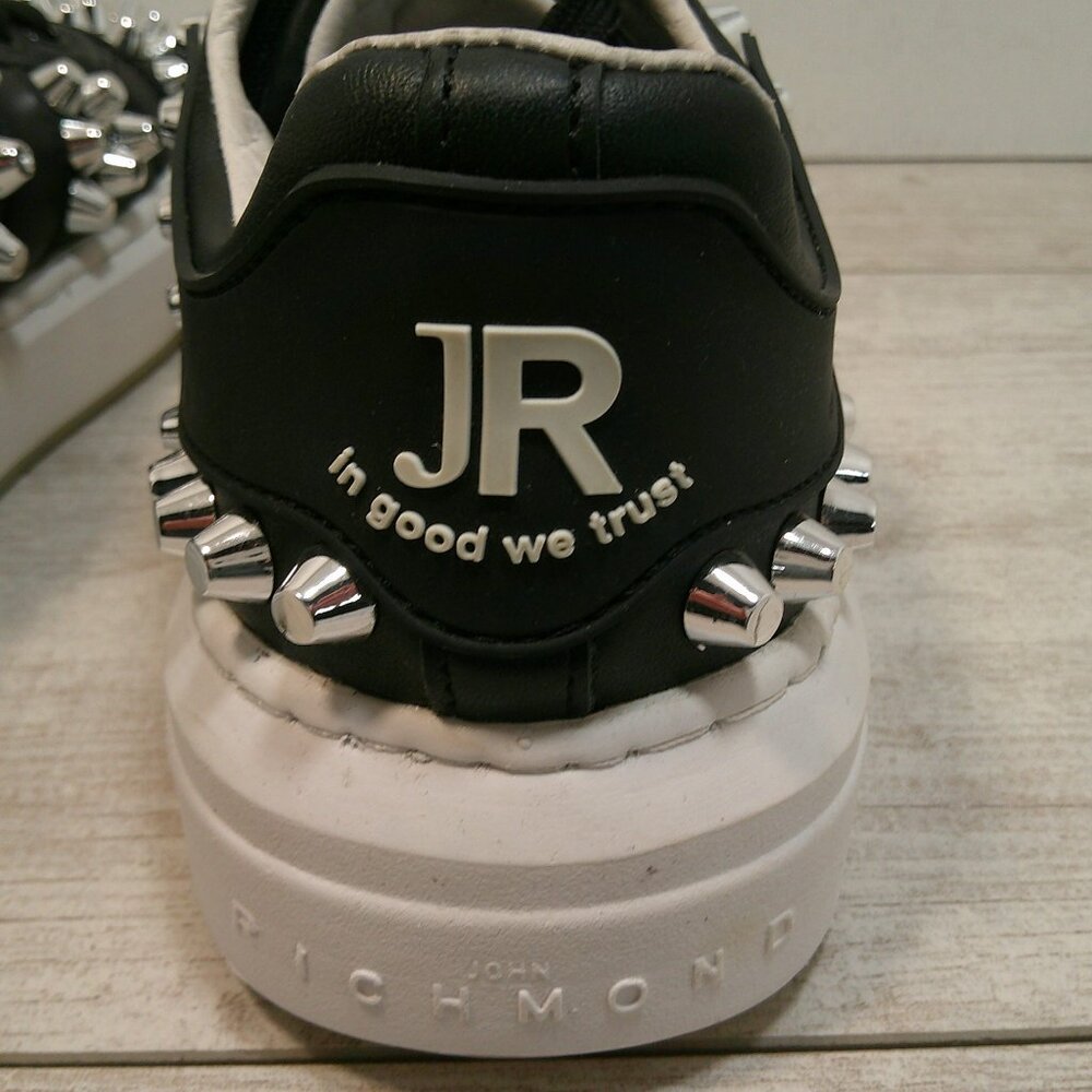 John Richmond alternative Black Leather Studded Spike Biker Sneakers SZ 35 | US5 - Picture 5 of 10